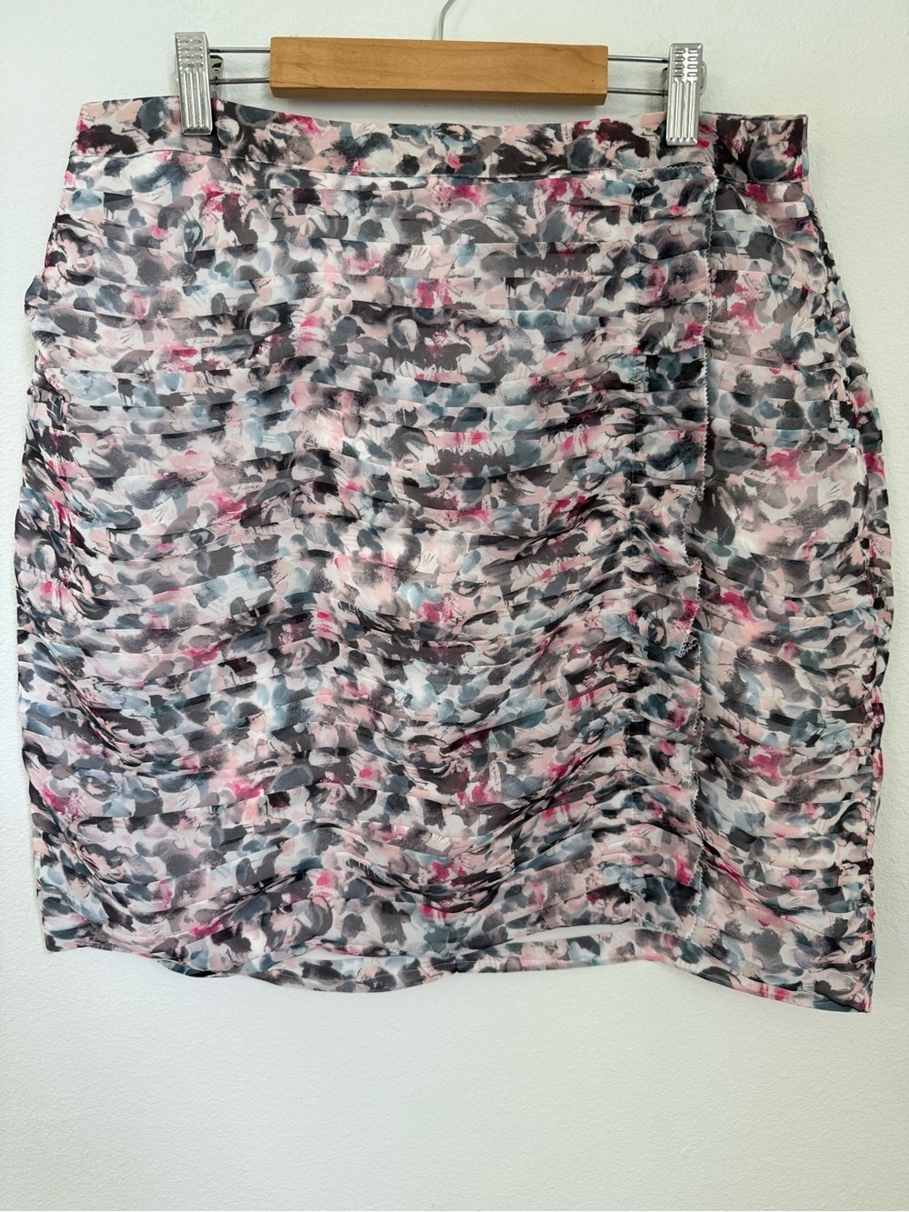 Reiss Lucielle Ruched Fitted Floral Feminine Mini Skirt US Sz 8 (UK 12)